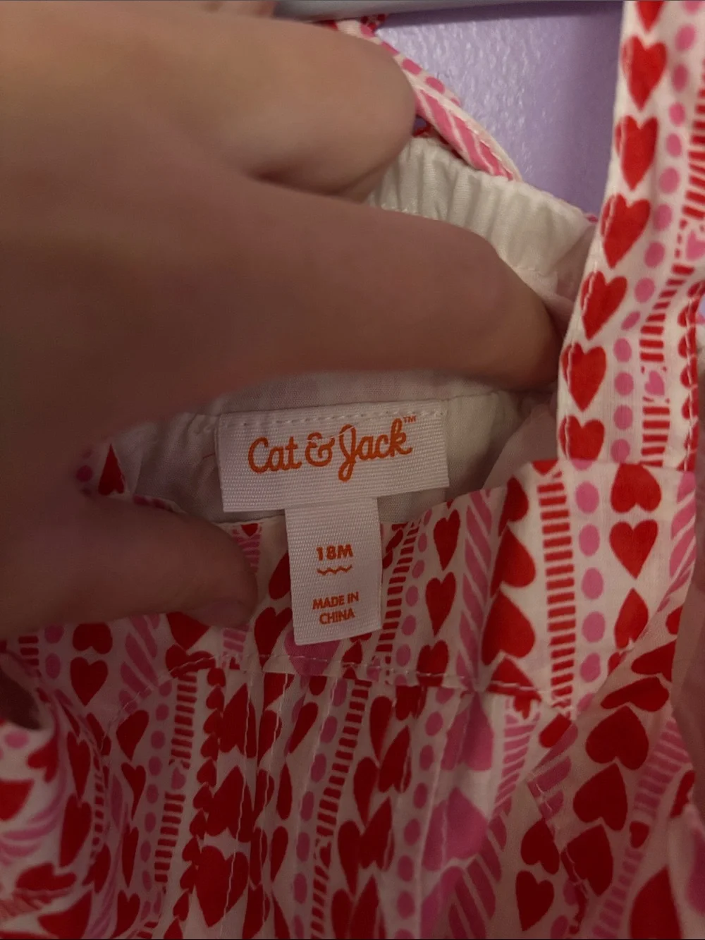 Cat & Jack Pink and Red Heart-Print Tiered Sundress